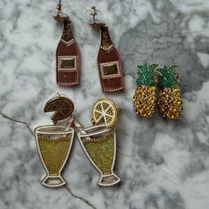 Sugar Fix Tropical Cocktail & Pineapple Statement Earrings (Set of 3)